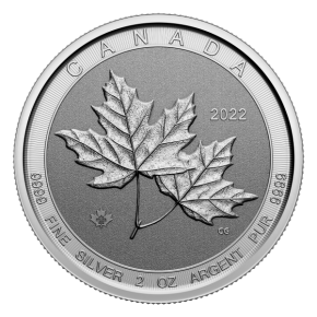 Canada 2 oz Silver Twin Maple Leaf (Random Year)